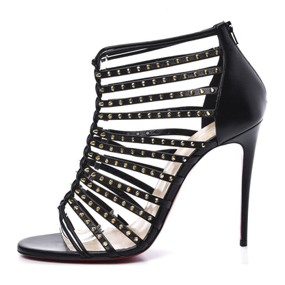 Christian Louboutin Kid Millaclou 100 Cage Sandals 39.5 Black 1 of 9