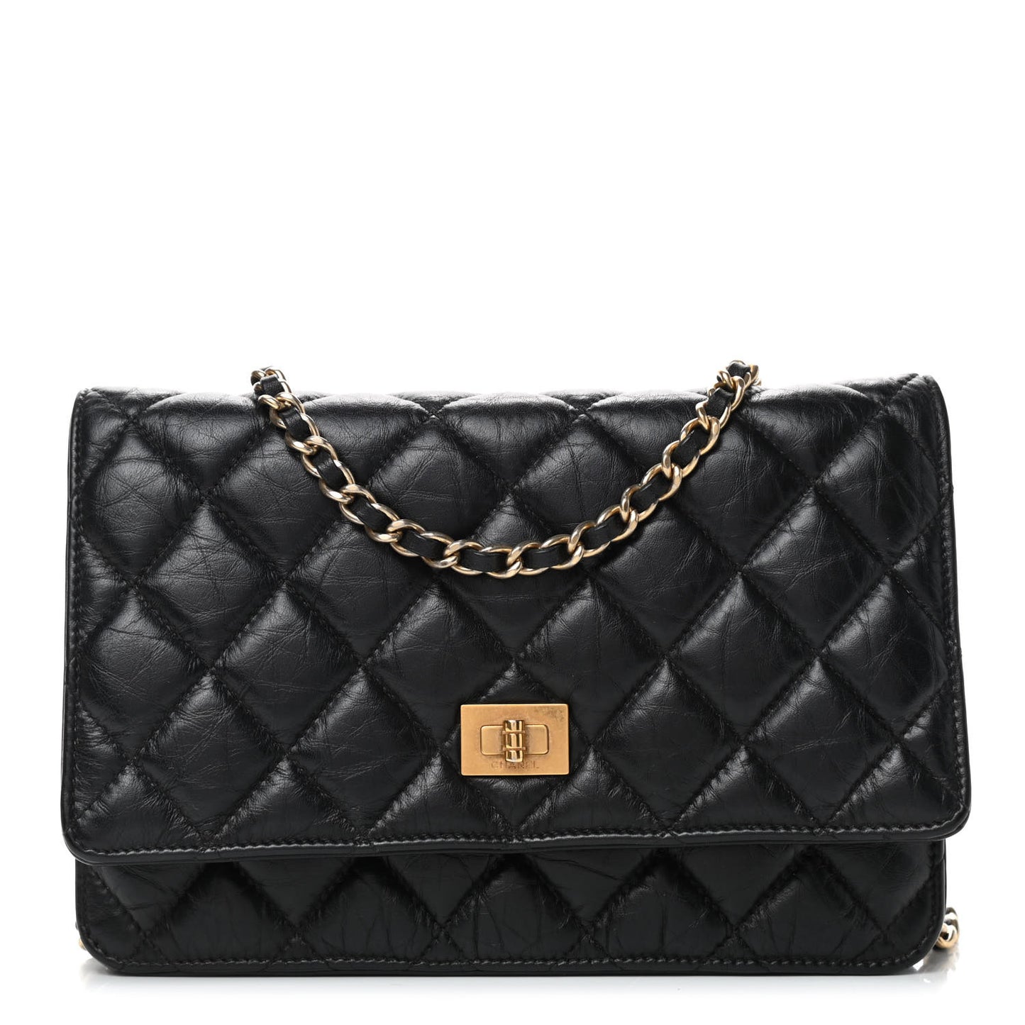Aged Calfskin Quilted Reissue Wallet On Chain WOC Black