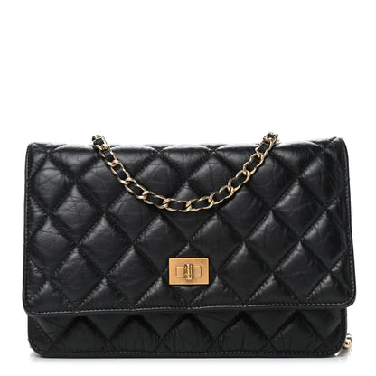 Chanel Aged Calfskin Quilted Reissue Wallet On Chain WOC Black 1 of 10