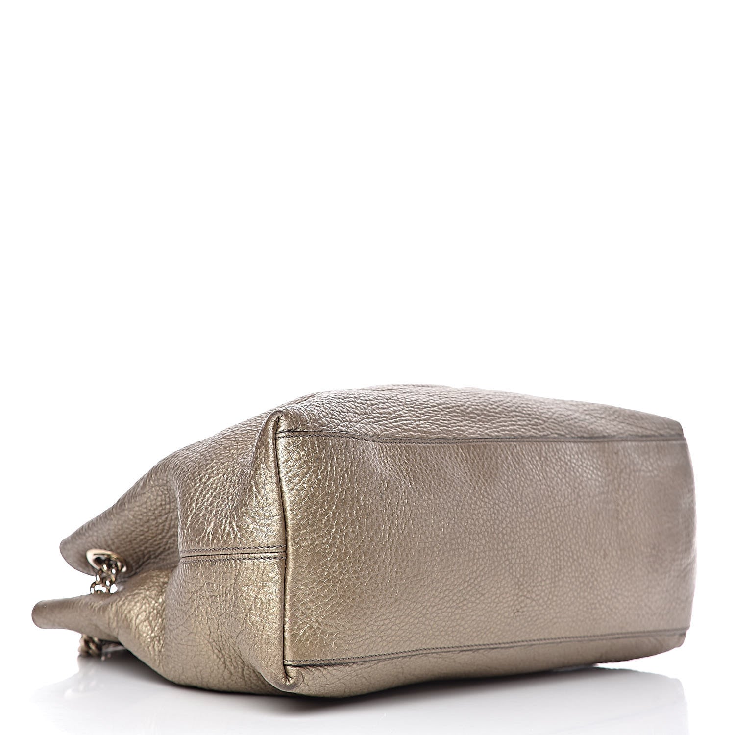 Gucci Metallic Pebbled Calfskin Medium Soho Chain Shoulder Bag Golden Beige 4 of 25
