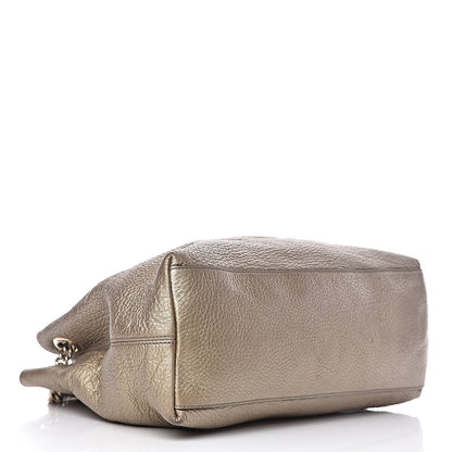 Gucci Metallic Pebbled Calfskin Medium Soho Chain Shoulder Bag Golden Beige 4 of 25