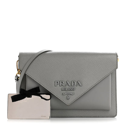 Prada Saffiano City Calfskin Monochrome Envelope Crossbody Nube 3 of 14