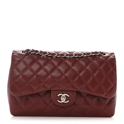 Chanel Caviar Quilted Jumbo Double Flap Dark Red 1 of 12
