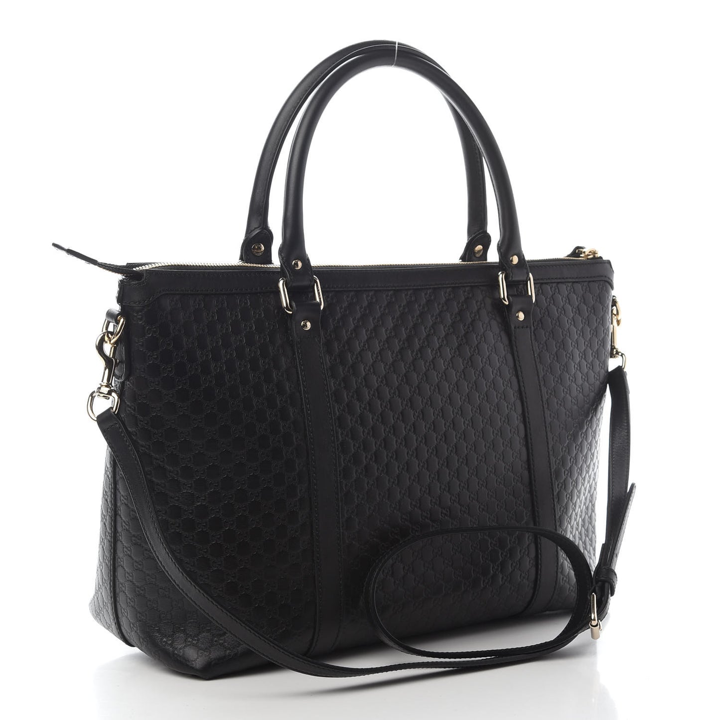 Soft Microguccissima Medium Zippered Satchel Black