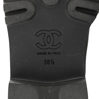 Chanel Crumpled Calfskin Patent Cap Toe Short Boots 38.5 Dark grey Black 8 of 9