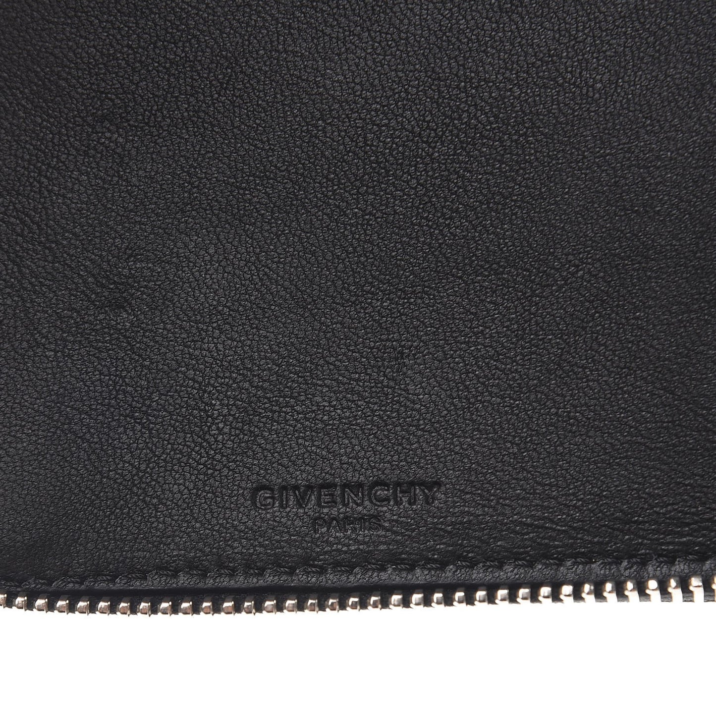 Calfskin Star Pandora Zip Around Wallet Black White