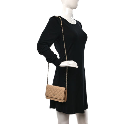 Chanel Caviar Quilted Wallet On Chain WOC Beige 2 of 10