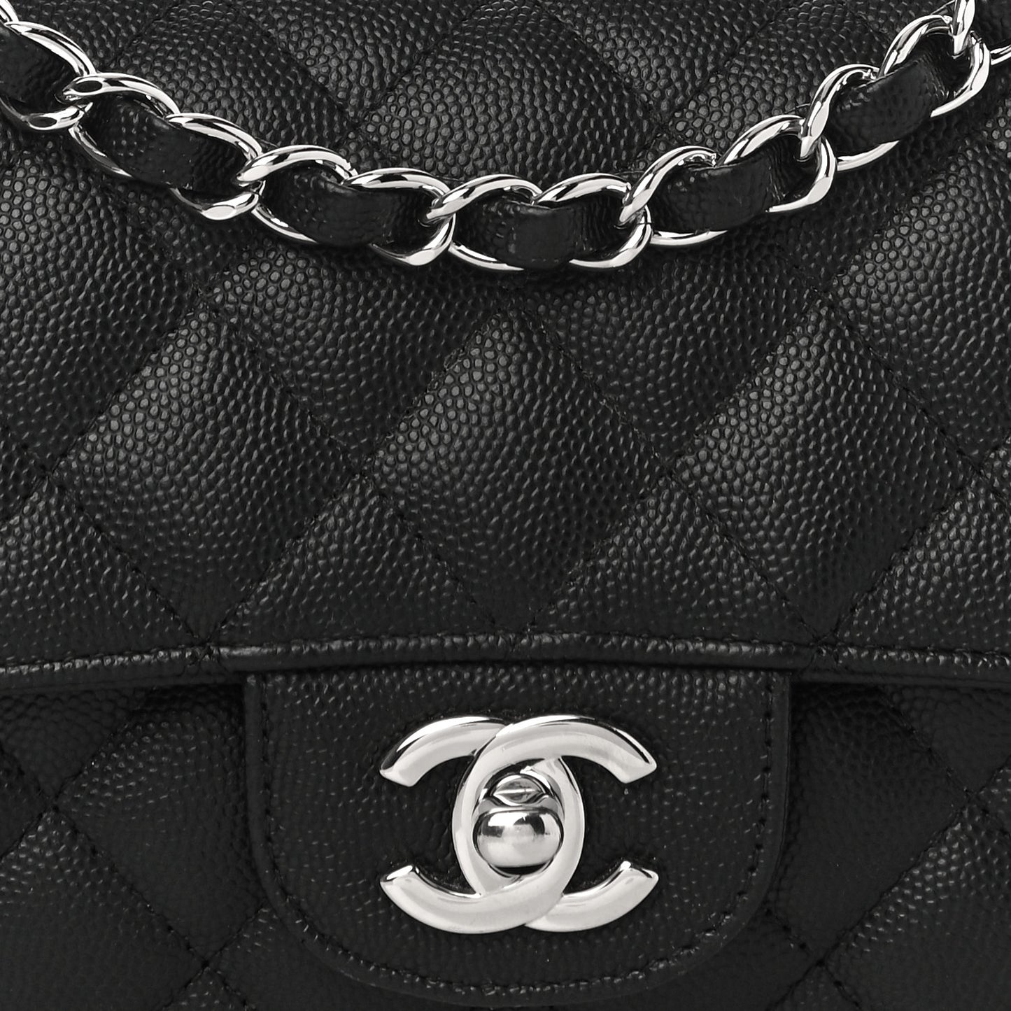 Caviar Quilted Mini Rectangular Flap Black