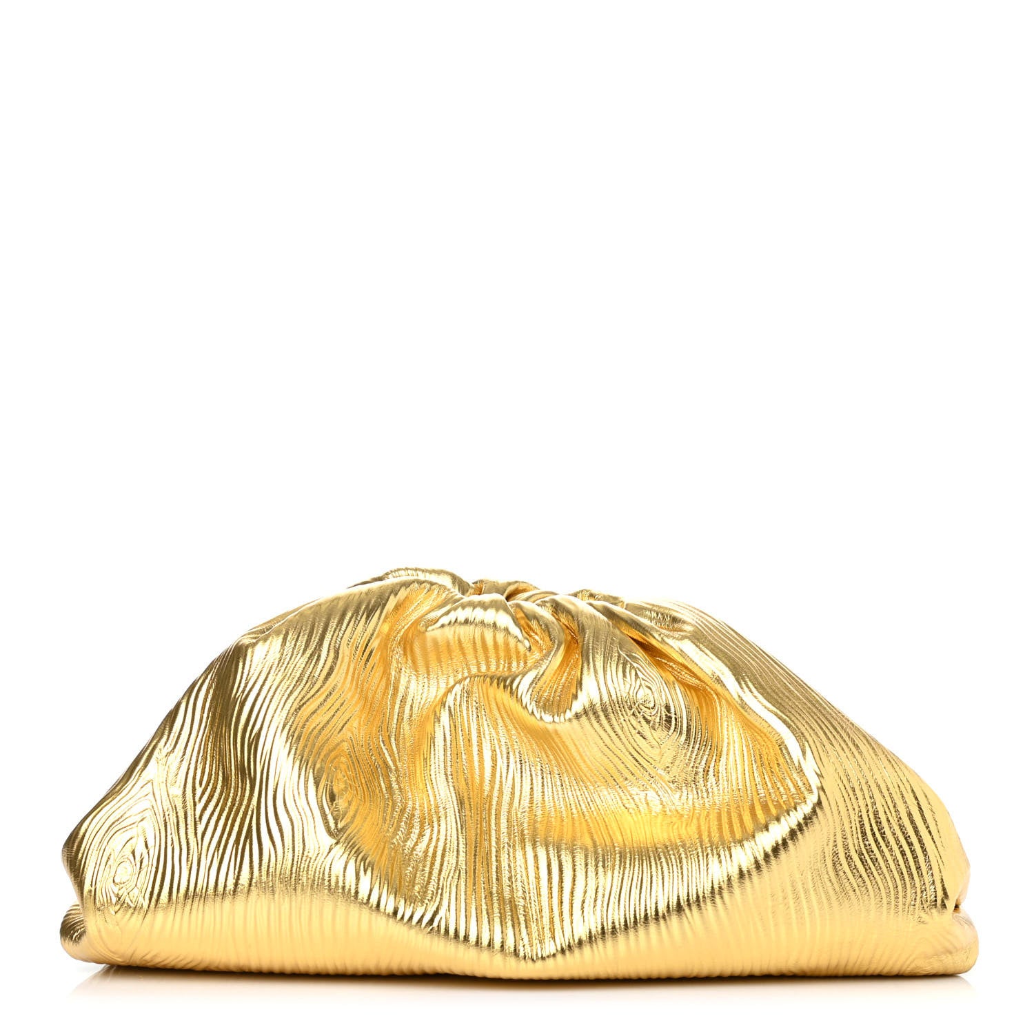 Bottega Veneta Metallic Bark Calfskin Embossed The Pouch Oversized Clutch Oro 1 of 4