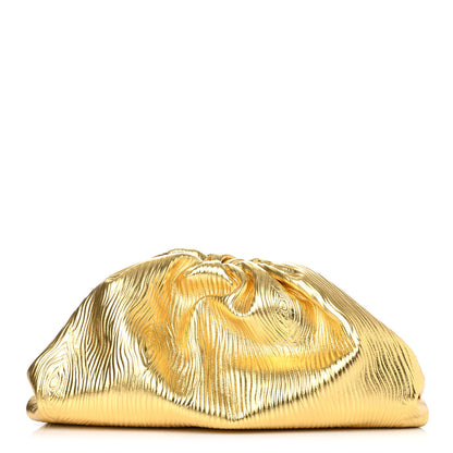 Bottega Veneta Metallic Bark Calfskin Embossed The Pouch Oversized Clutch Oro 1 of 4