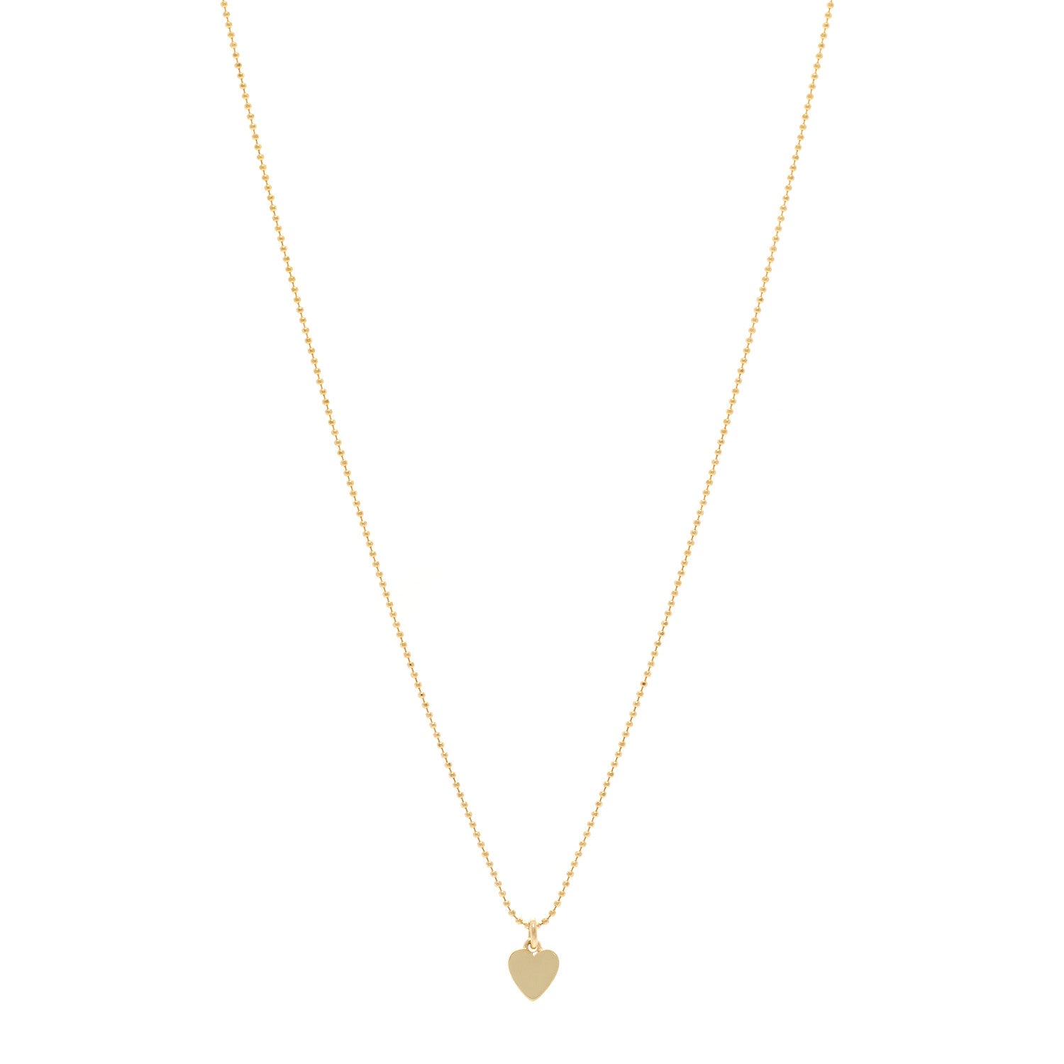 Jennifer Meyer 18K Yellow Gold Mini Heart Charm Pendant Beaded Necklace 1 of 4