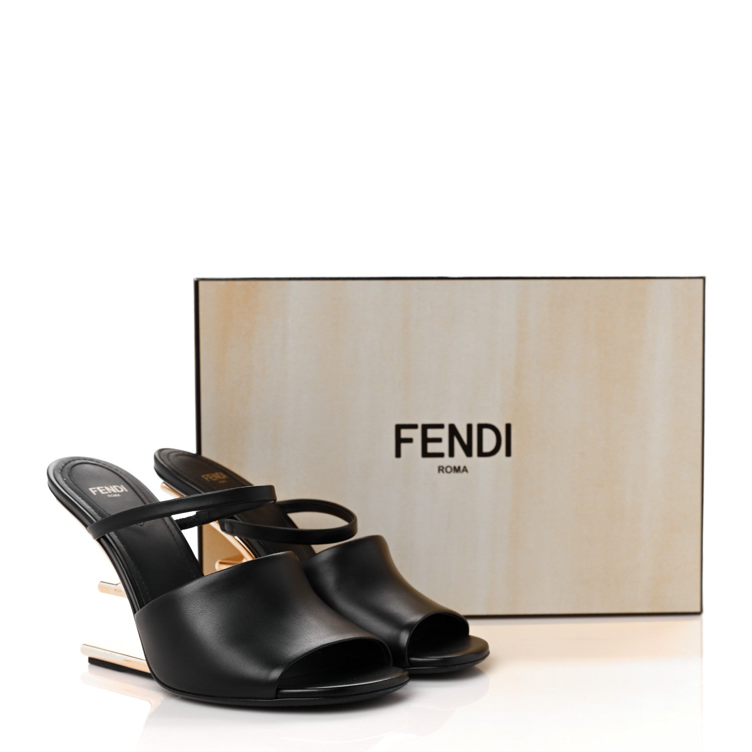 Fendi Calfskin Fendi First 95mm Slide Sandals 38 Black 10 of 10