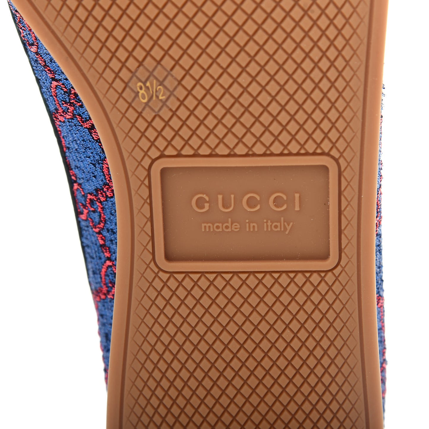 Lurex Calfskin Web GG Monogram Mens Falacer Sneakers 8.5 Iridescent Blue Iridescent Red Silver