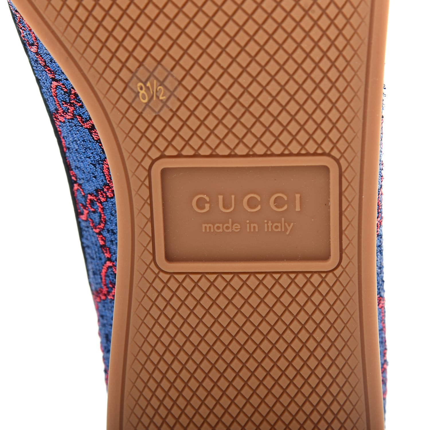 Gucci Lurex Calfskin Web GG Monogram Mens Falacer Sneakers 8.5 Iridescent Blue Iridescent Red Silver 9 of 11