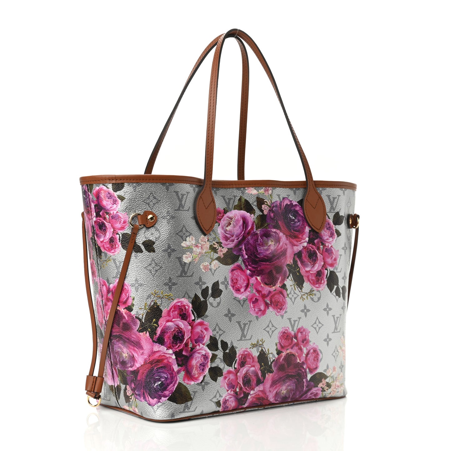 Metallic Monogram LV Garden Neverfull MM Silver