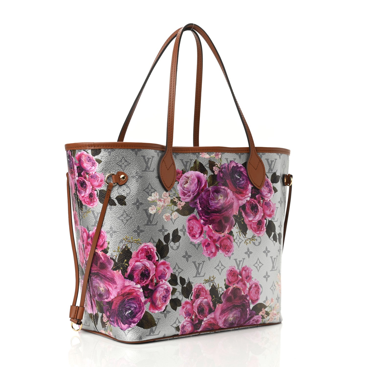 Louis Vuitton Metallic Monogram LV Garden Neverfull MM Silver 3 of 10