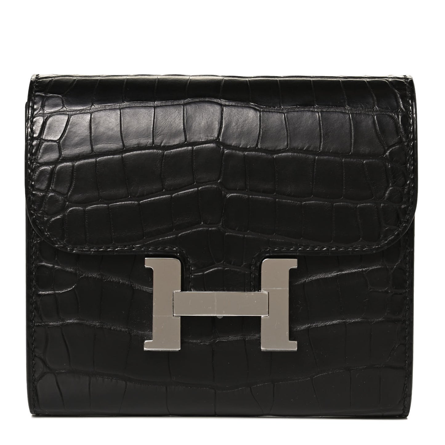 Matte Alligator Constance Short Wallet Black