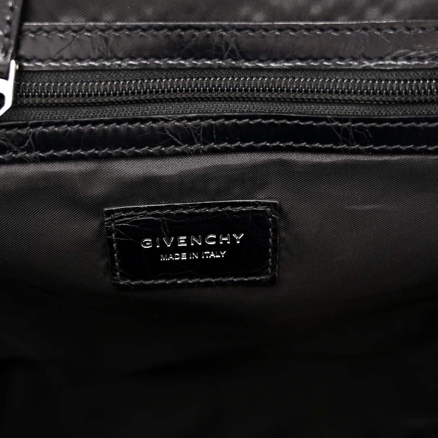 Givenchy Calfskin Crocodile Embossed Double U Backpack Black 6 of 10
