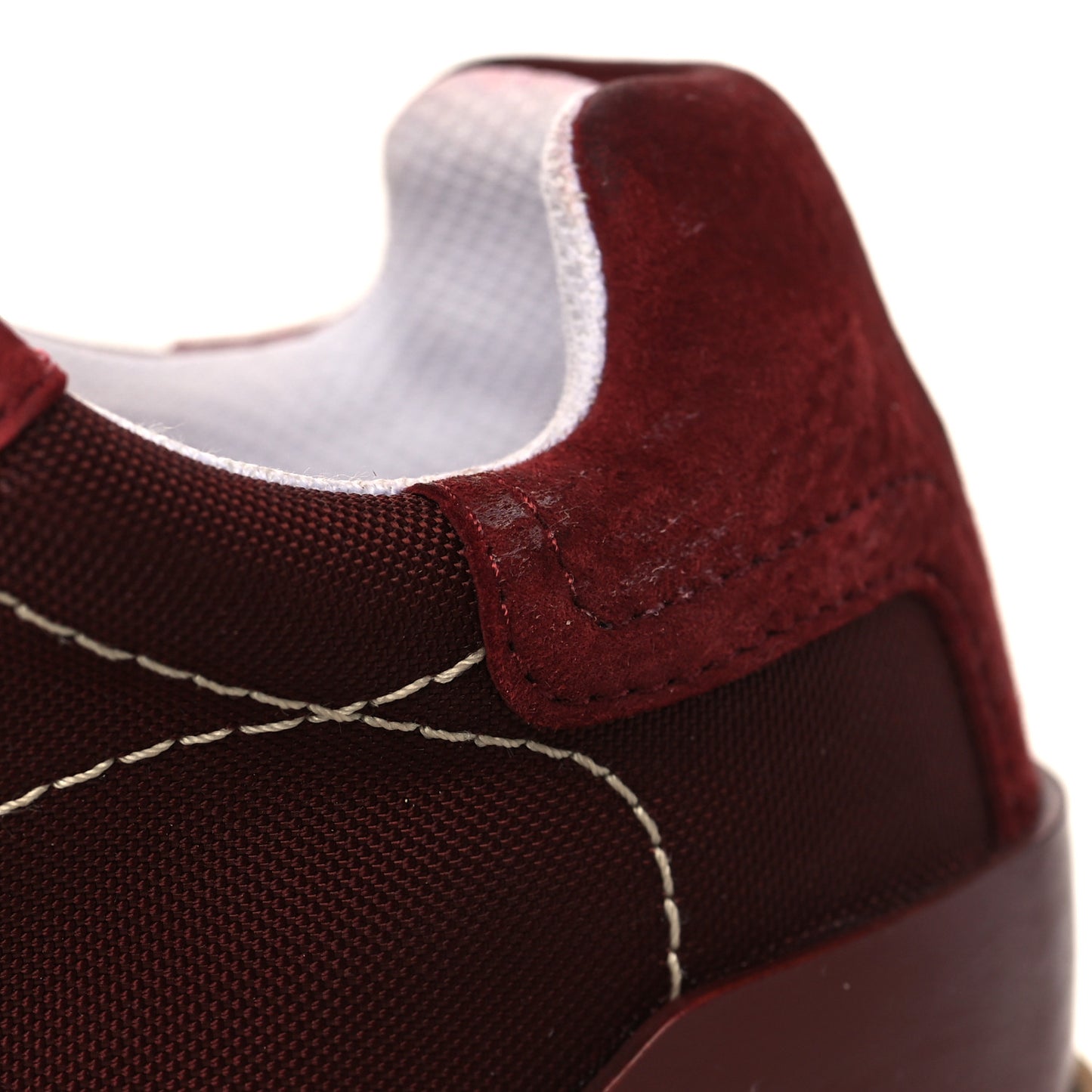 Technical Canvas Calfskin Womens Drive Sneakers 37.5 Bordeaux