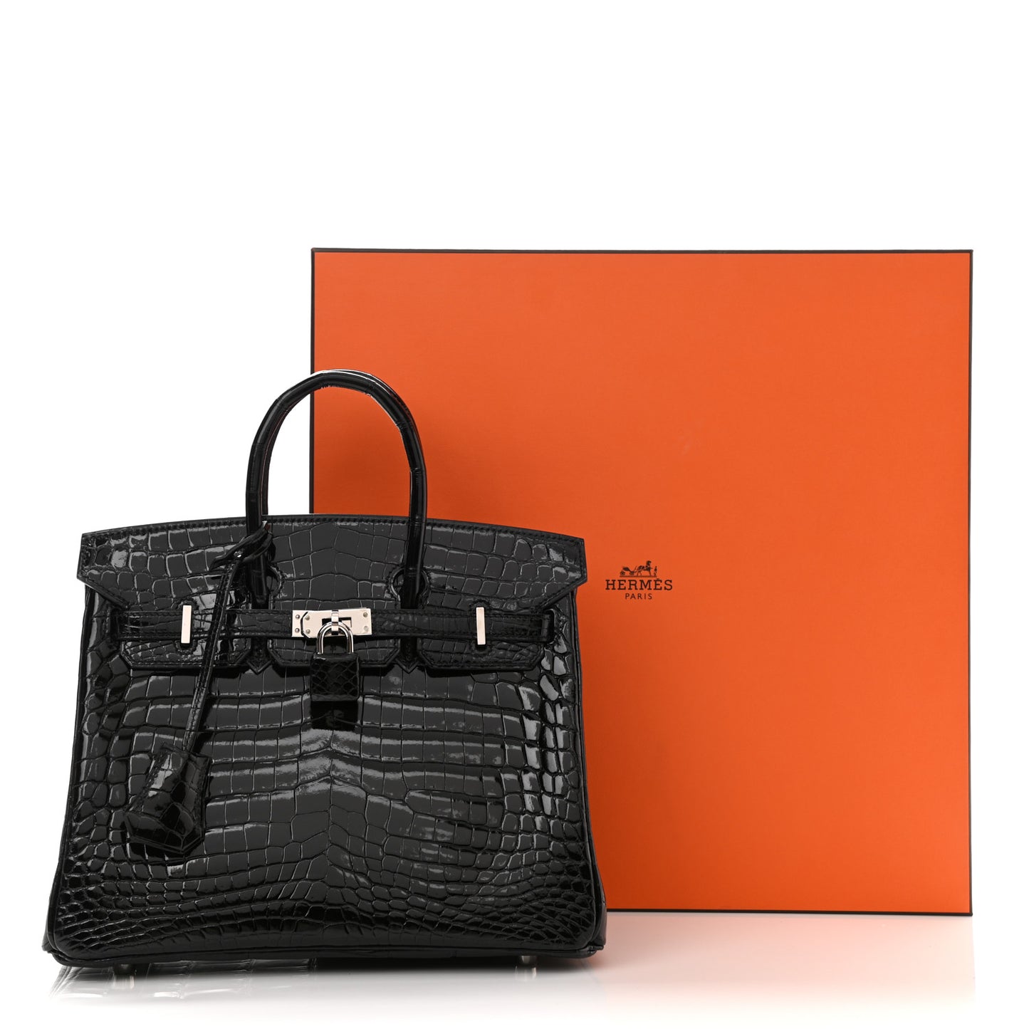 Shiny Niloticus Crocodile Birkin 25 Black