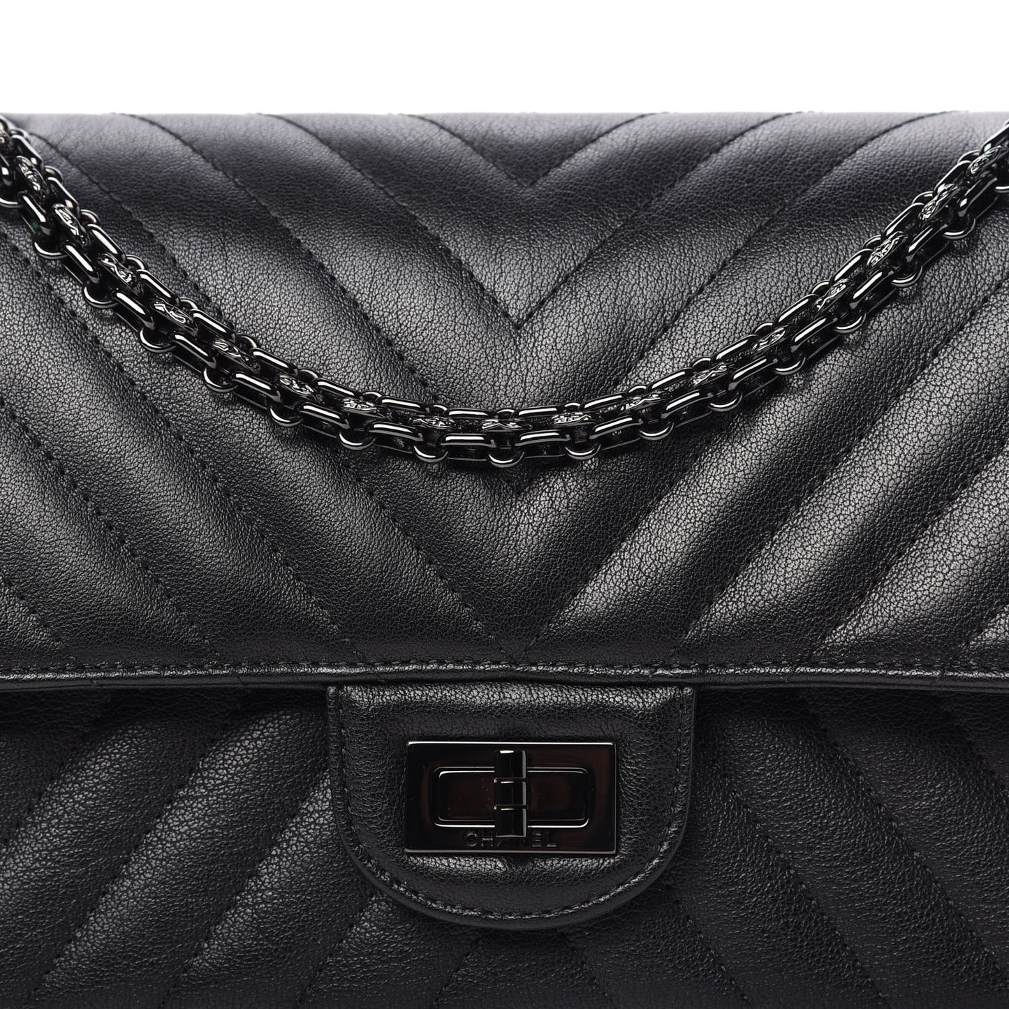 Sheepskin Chevron Quilted 2.55 Reissue 225 Double Flap So Black