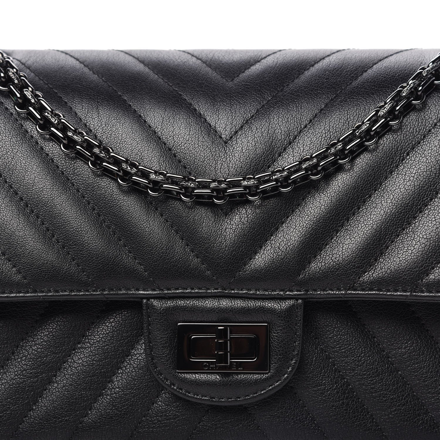 Chanel Sheepskin Chevron Quilted 2.55 Reissue 225 Double Flap So Black 11 of 12