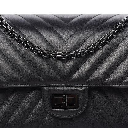Chanel Sheepskin Chevron Quilted 2.55 Reissue 225 Double Flap So Black 11 of 12