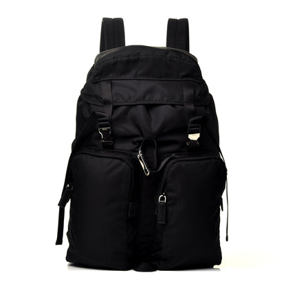 Prada Technical Nylon Saffiano Double Buckle Backpack Black 1 of 10