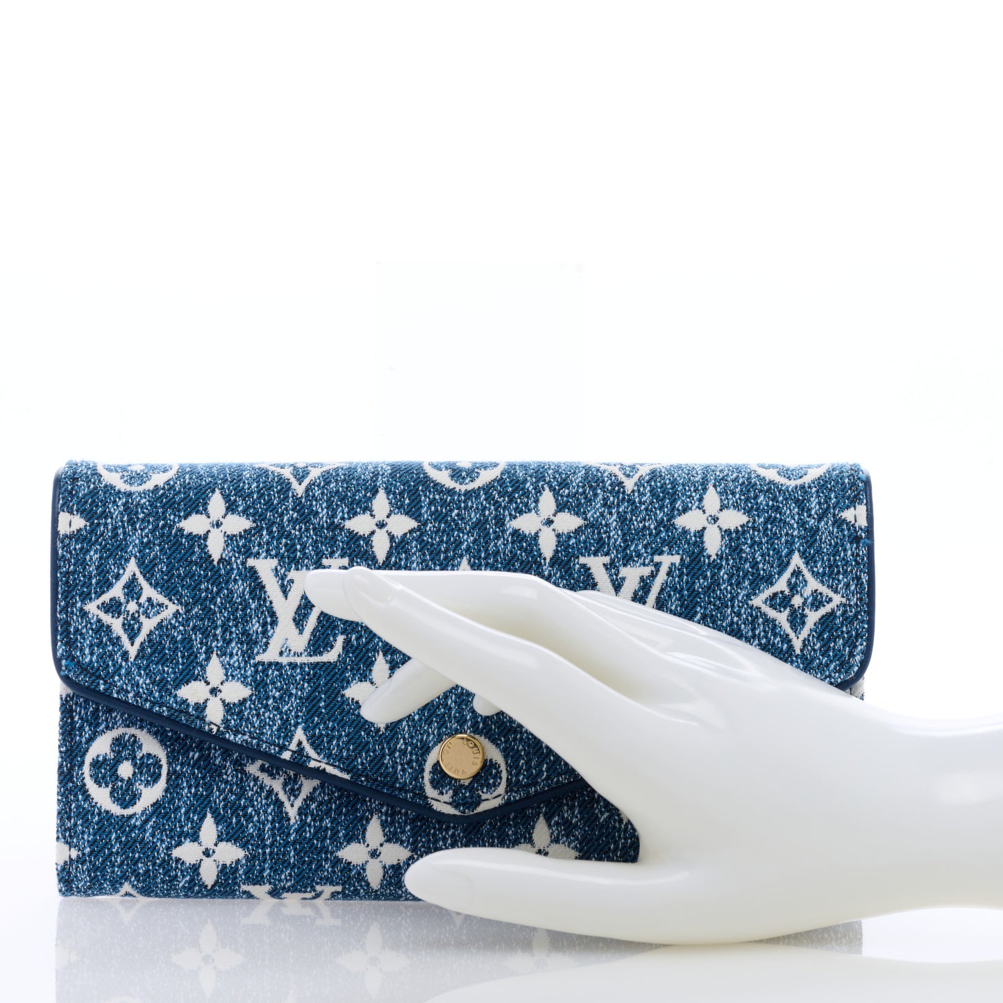Monogram Jacquard Denim Sarah Wallet Bleu
