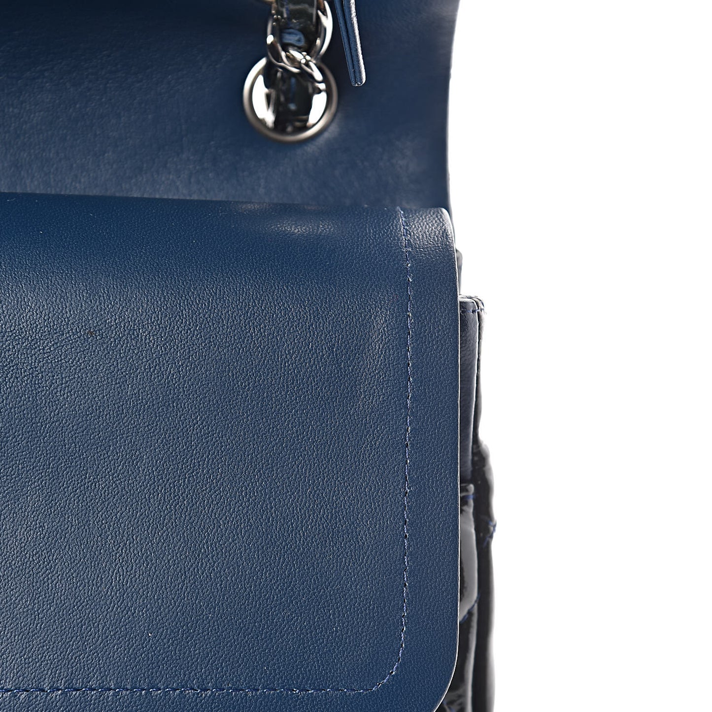 Patent Quilted Jumbo Double Flap Navy