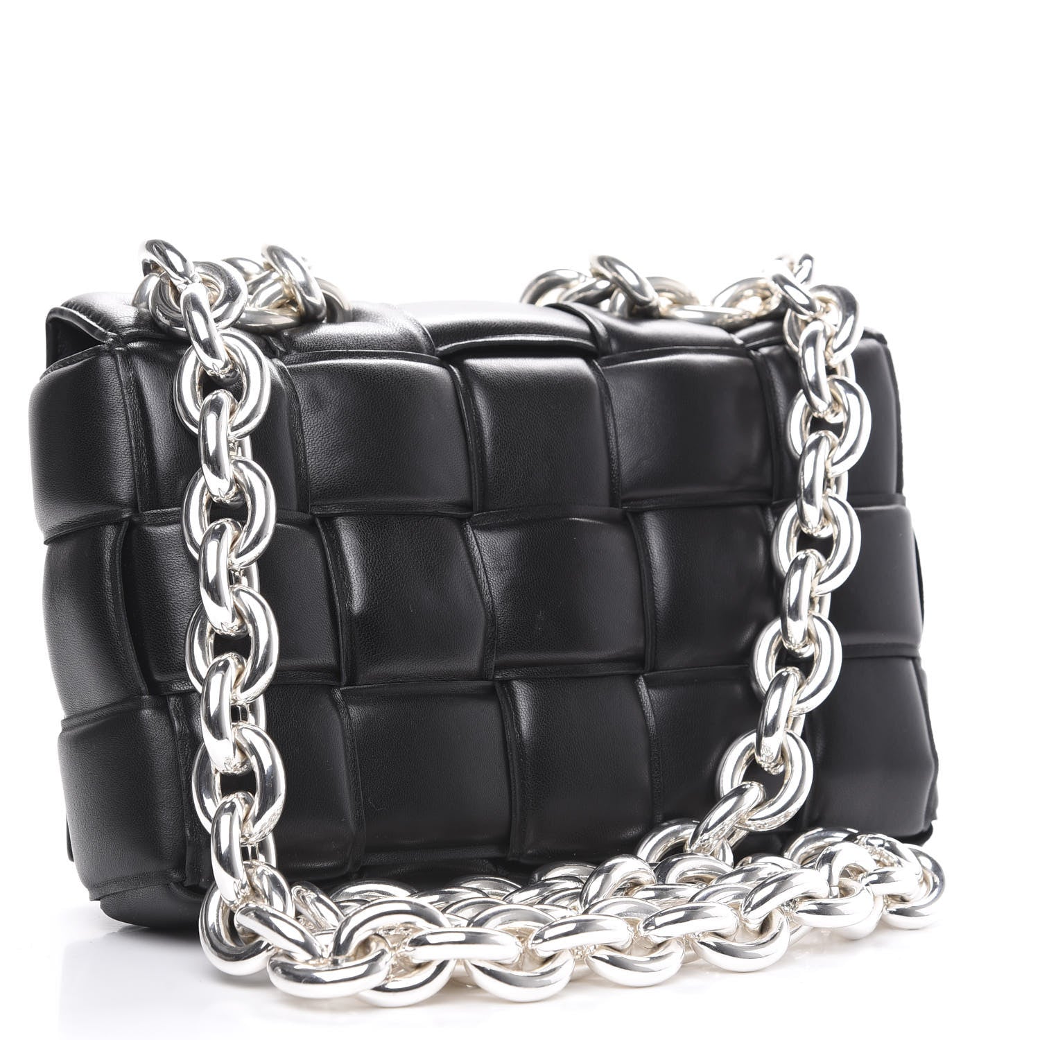 Bottega Veneta Lambskin Maxi Intreccio Padded Chain Cassette Crossbody Bag Black 2 of 8