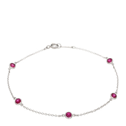 Tiffany Platinum Ruby Elsa Peretti Color By The Yard 5 Station Bracelet 1 of 3