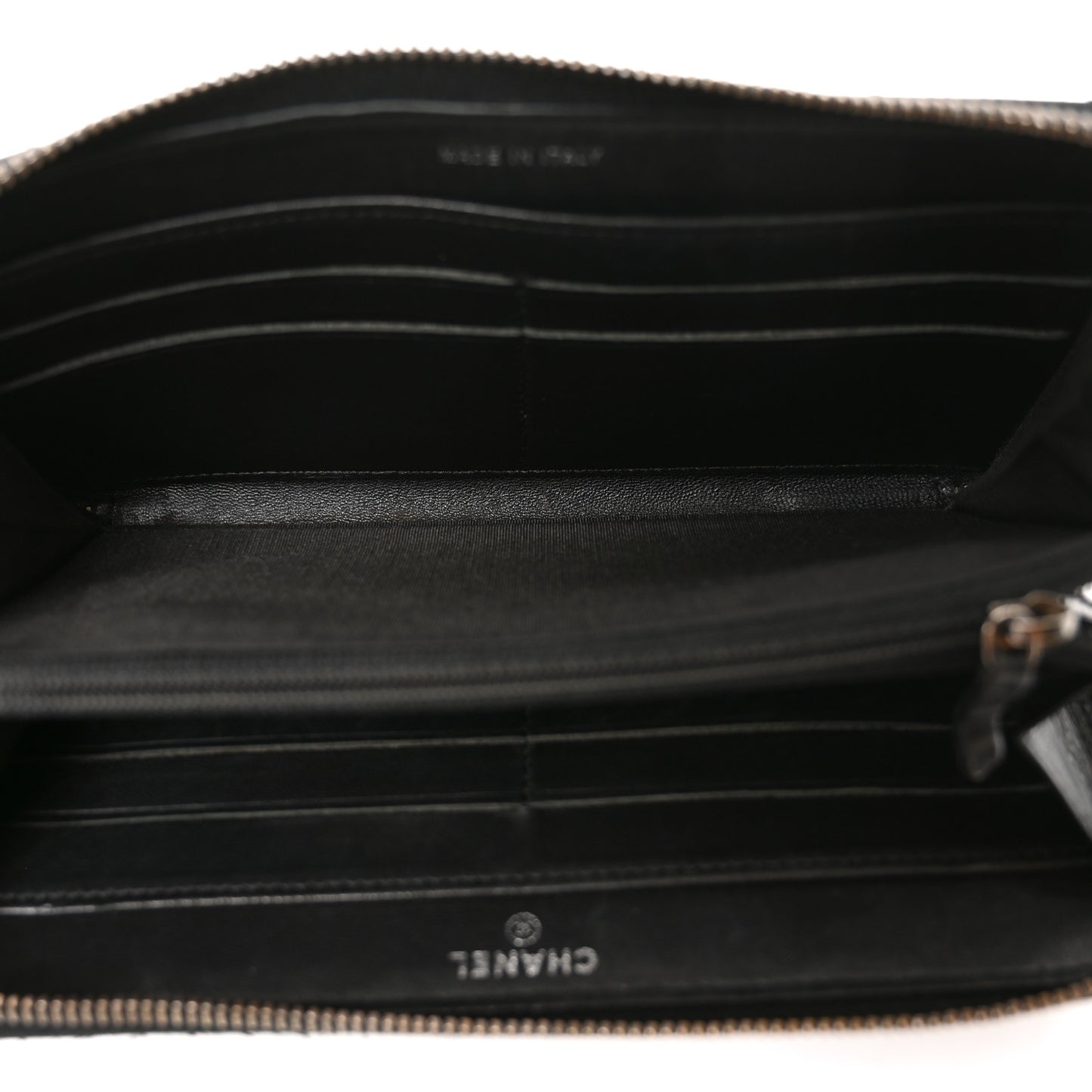Glazed Calfskin Quilted Small Coco Boy Zip Around Wallet Black