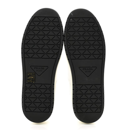 Prada Vitello Sport Spazzolato Rois Triangle Womens Downtown Low Top 30mm Sneakers 39 White Black 5 of 9