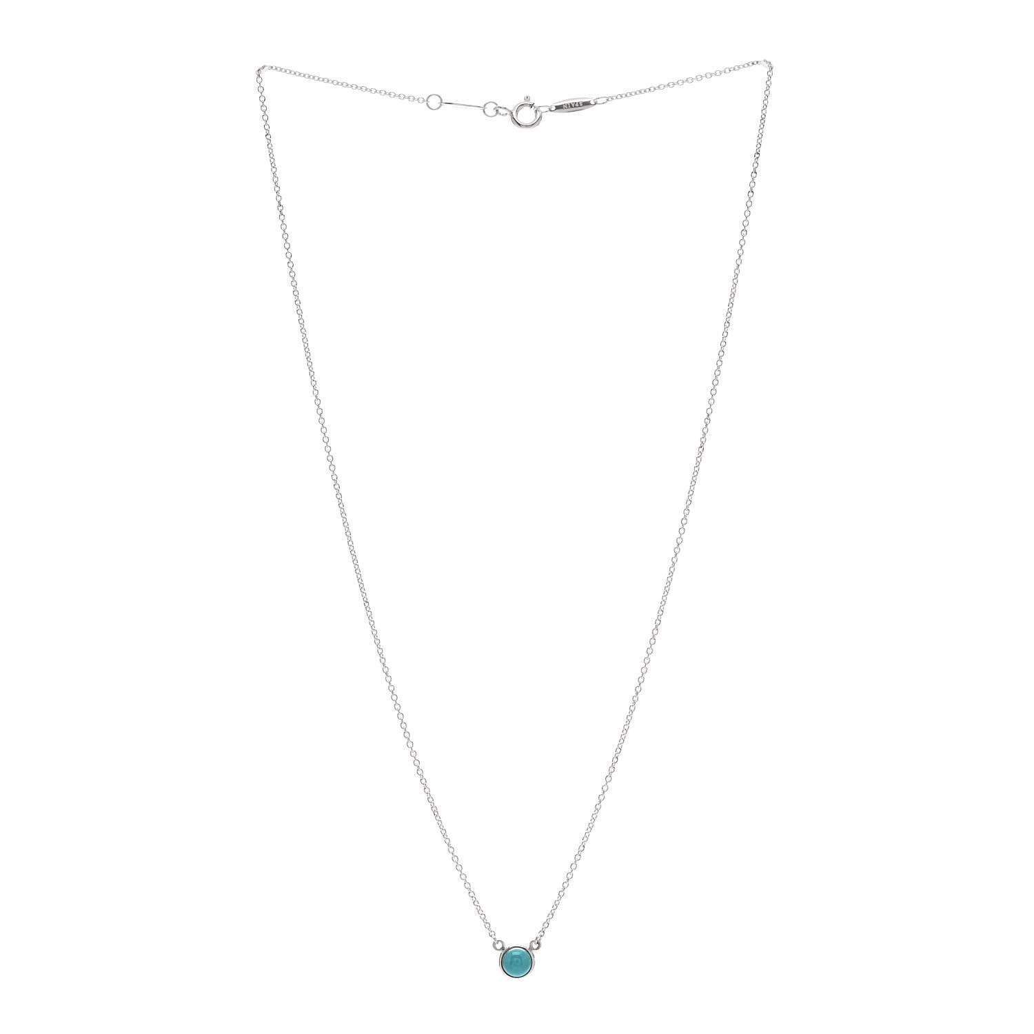 Tiffany Sterling Silver Turquoise Elsa Peretti Color by the Yard Pendant Necklace 3 of 5