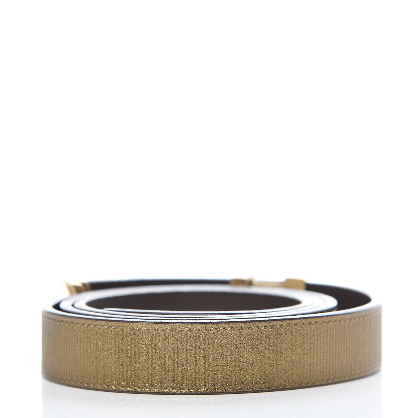 Metallic Calfskin Embossed 20MM LV Initiales Belt 80 32 Gold