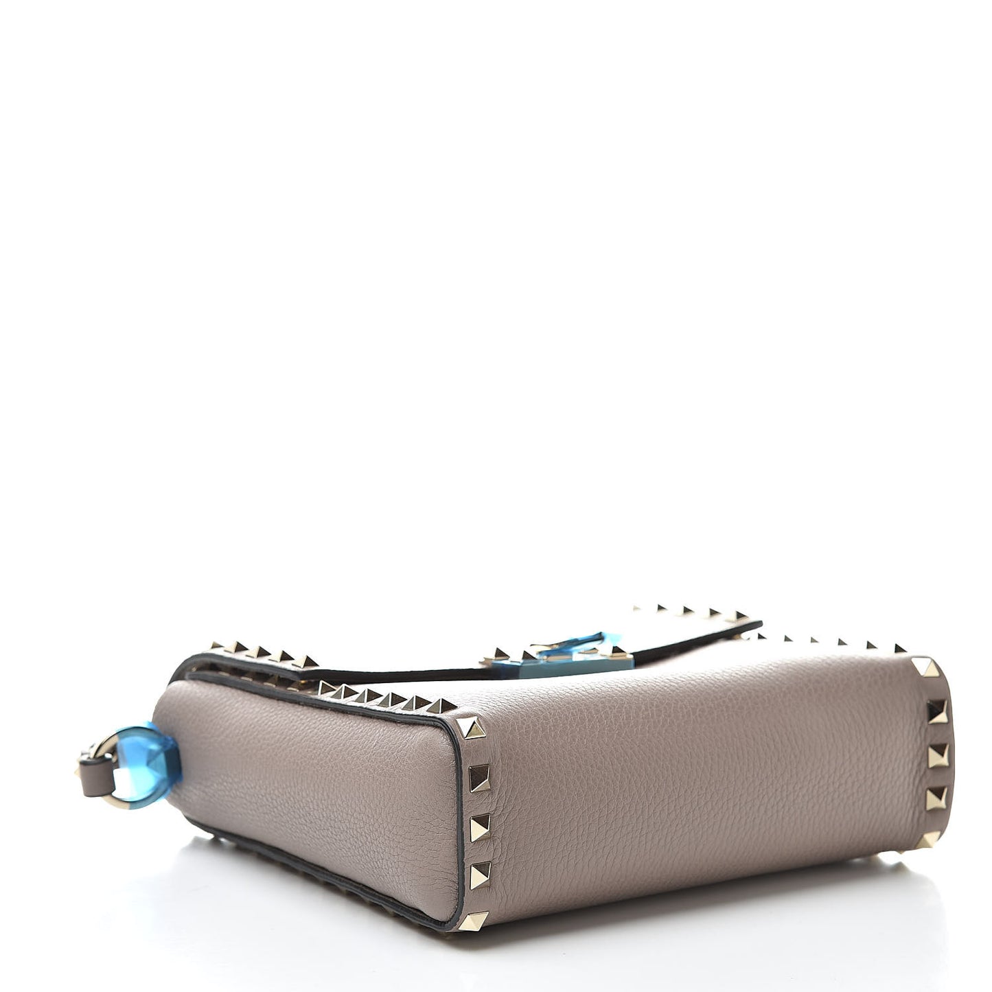 Pebbled Calfskin Rockstud Flip Lock Flap Messenger Poudre