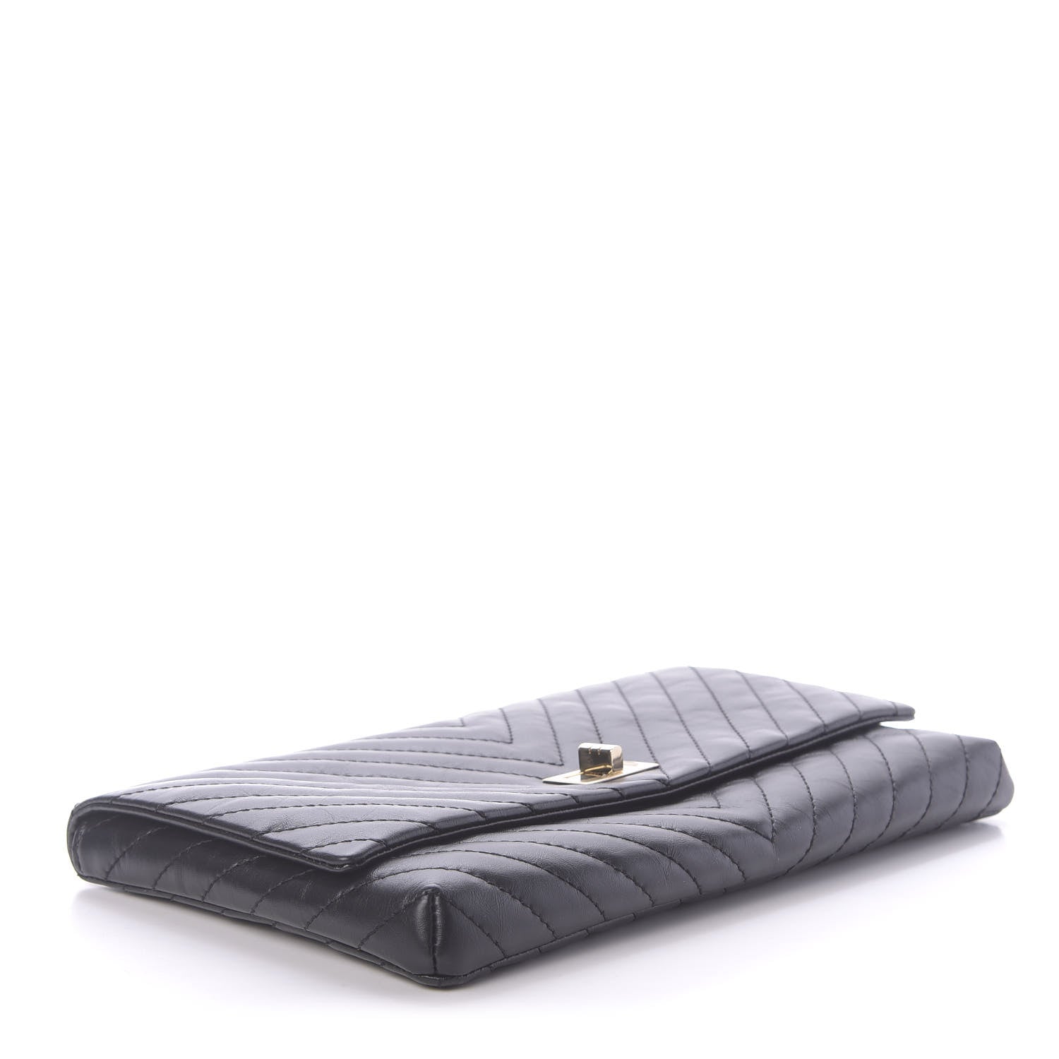 Chanel Aged Calfskin Chevron Quilted Reissue 2.55 Clutch Black 4 of 10