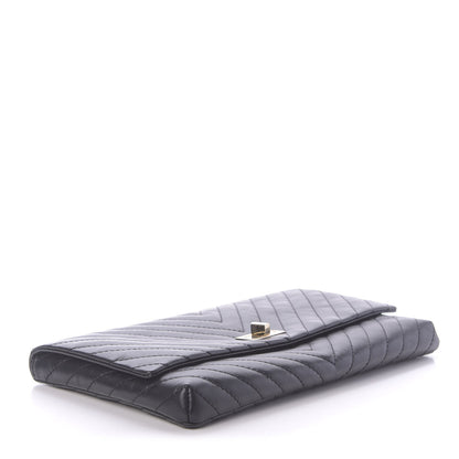 Chanel Aged Calfskin Chevron Quilted Reissue 2.55 Clutch Black 4 of 10