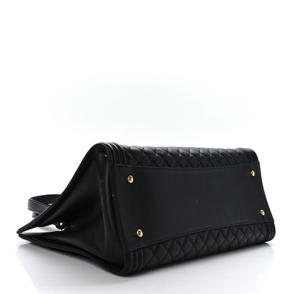 Chanel Calfskin Quilted Boy Shopping Tote Black 4 of 12