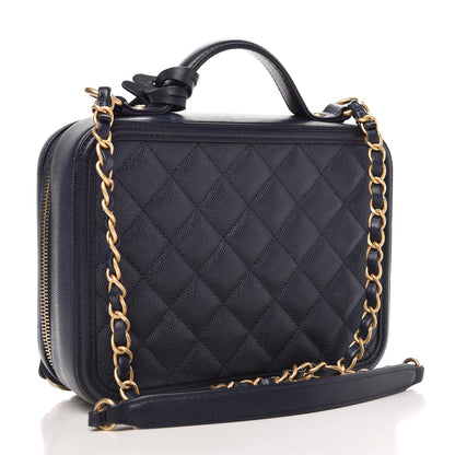 Chanel Caviar Quilted Medium CC Filigree Vanity Case Navy 3 of 10