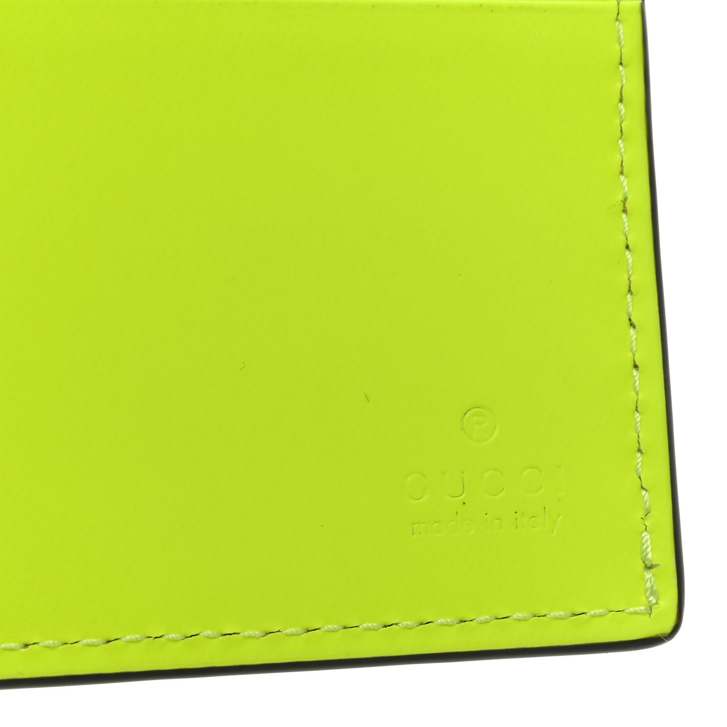 Rubber Effect GG Embossed Bi-Fold Wallet Fluorescent Yellow
