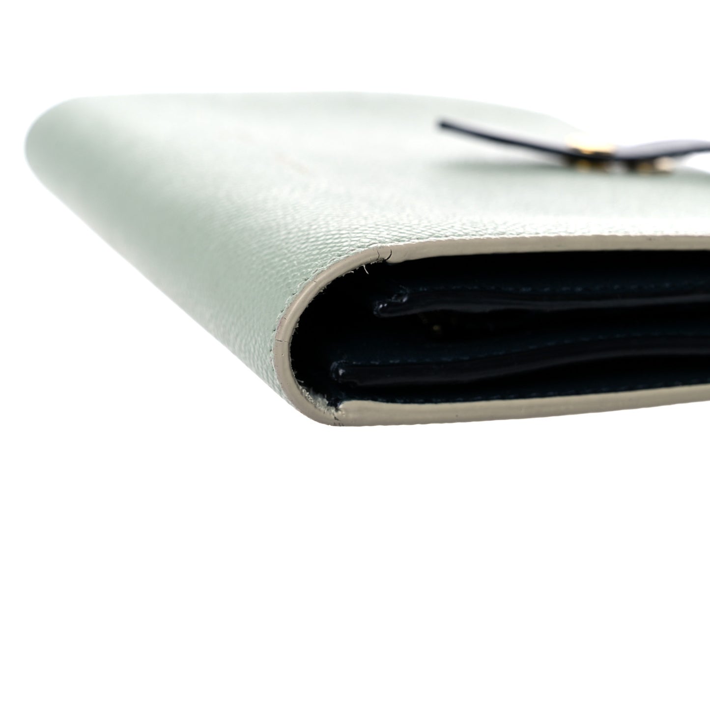 Grained Calfskin Large Multifunction Strap Wallet Pistachio