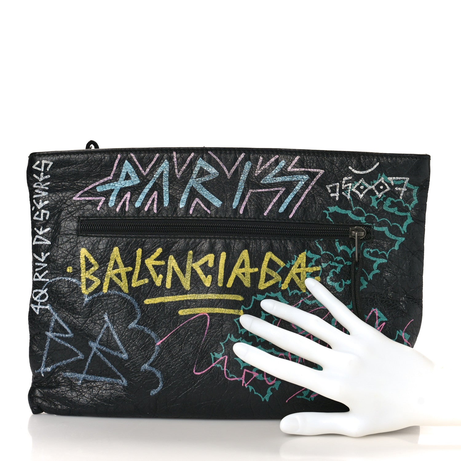 Balenciaga Agneau Arena Graffiti All Over Explorer Pouch Black Multicolor 2 of 7