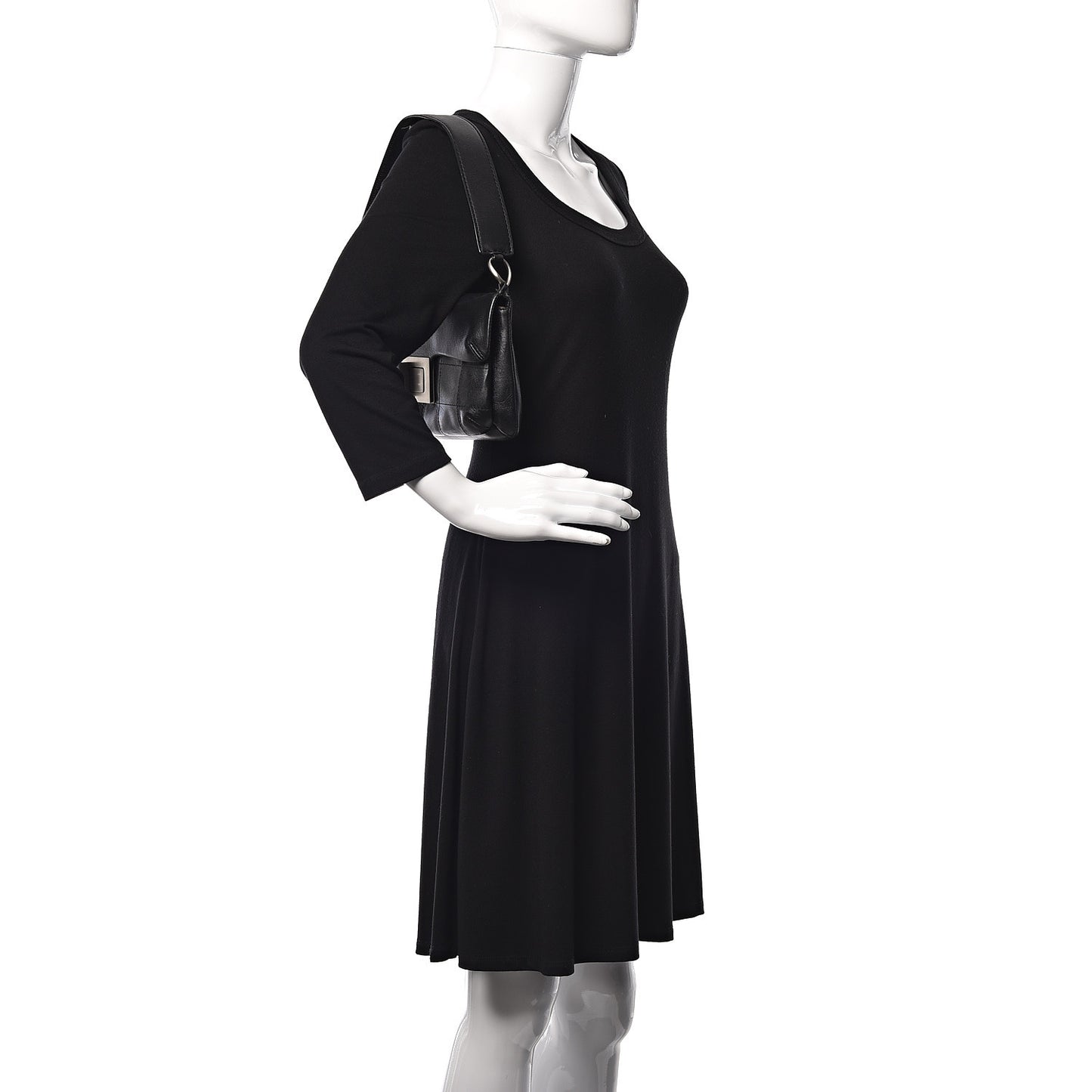 Calfskin Square Stitched Mademoiselle Shoulder Bag Black