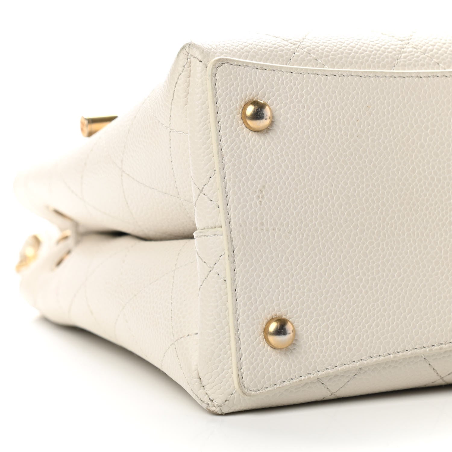 Chanel Grained Calfskin Stitched Small Drawstring Bag White 7 of 9