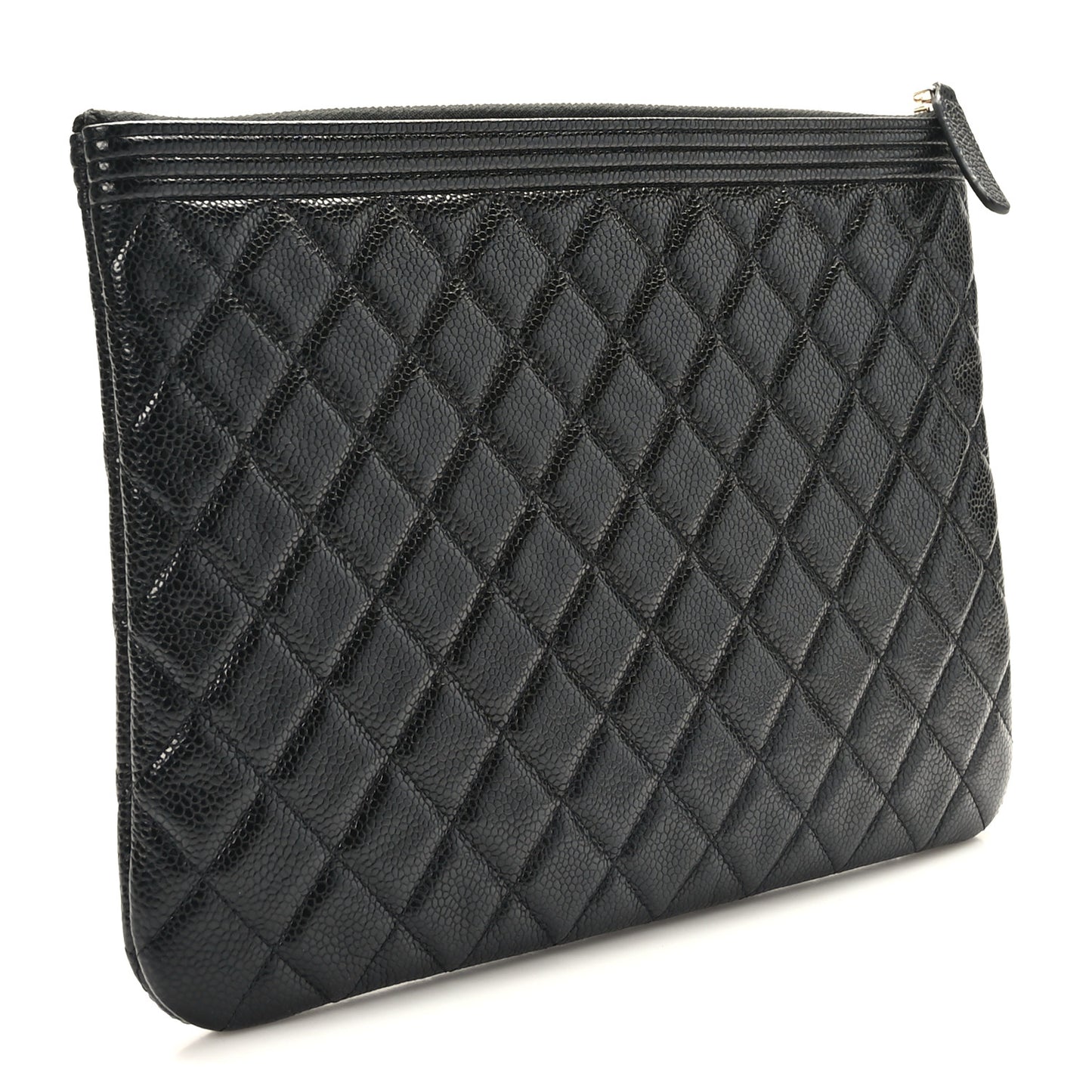 Caviar Quilted Medium Boy Cosmetic Case Black