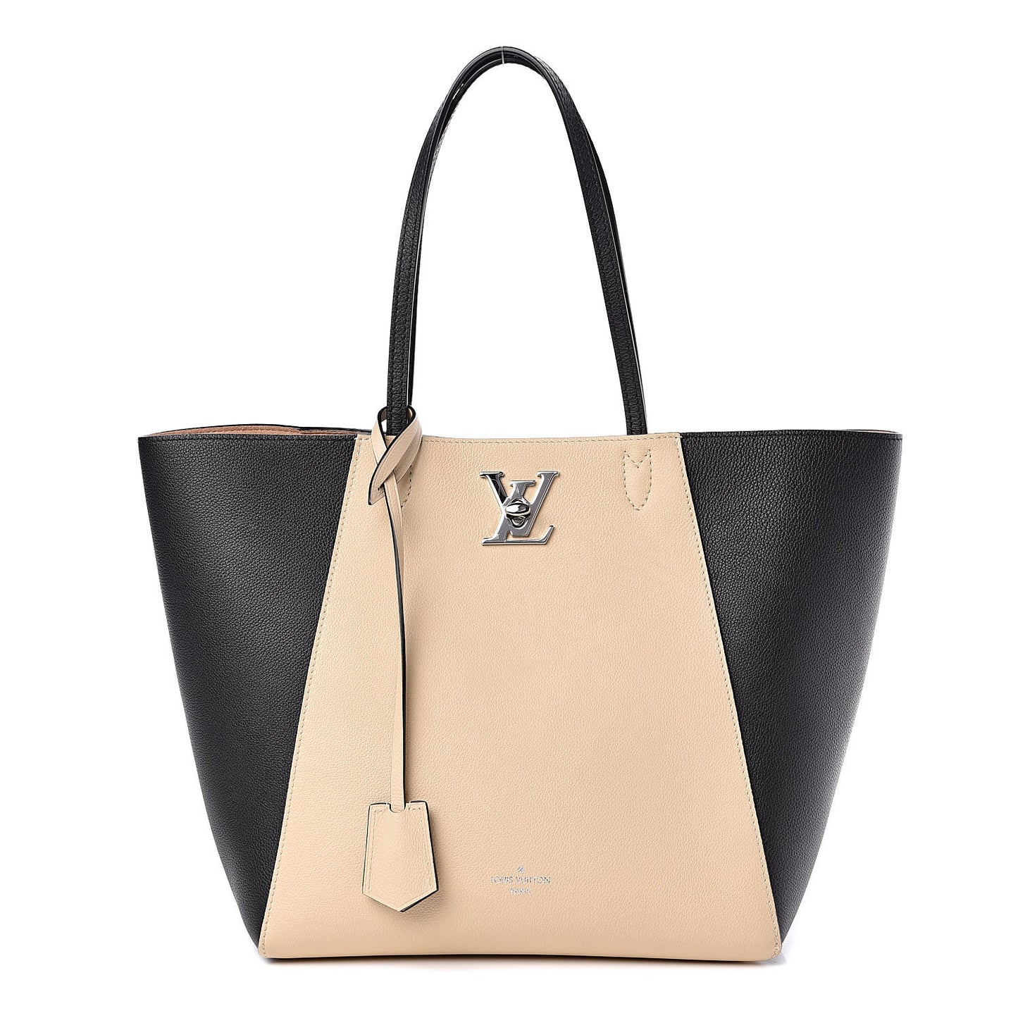 Calfskin Lockme Go Tote Black Vanilla