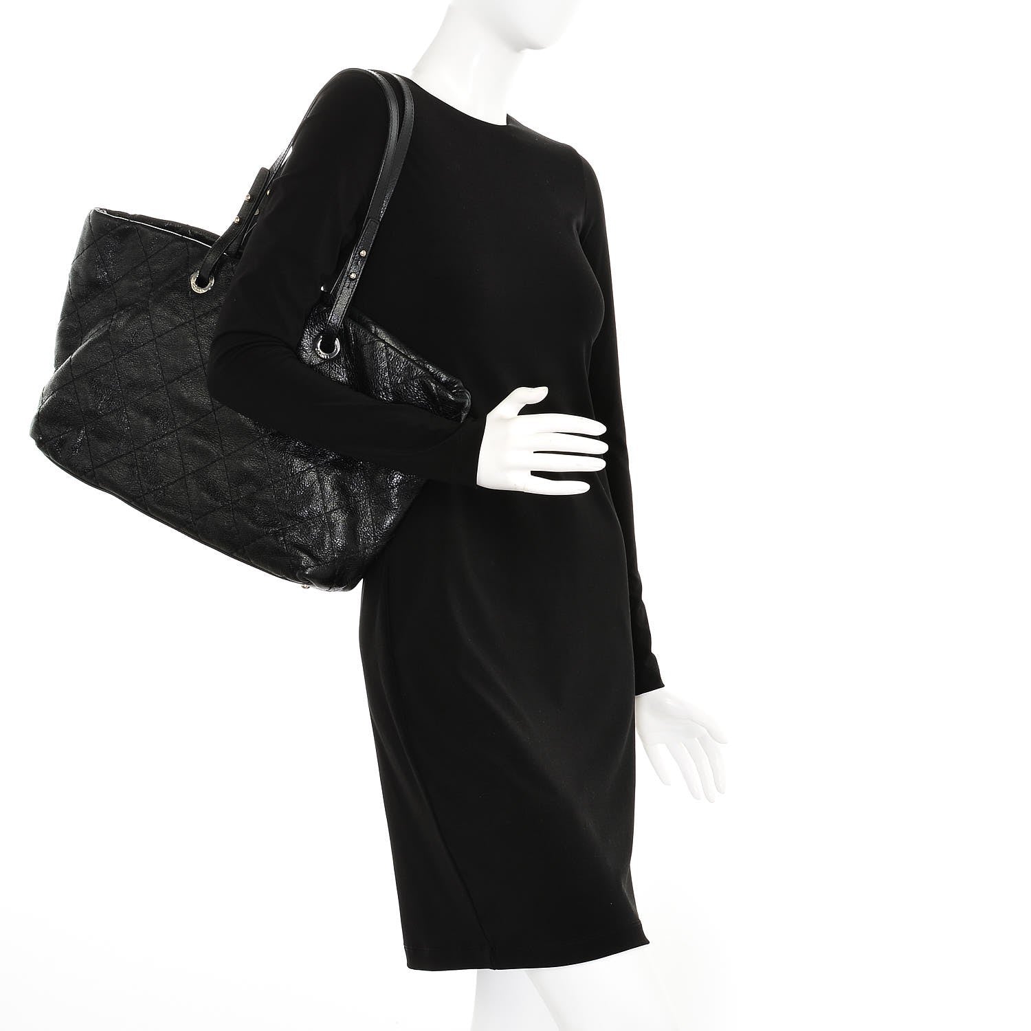 Chanel Glazed Calfskin Large On The Road Tote Black 2 of 7