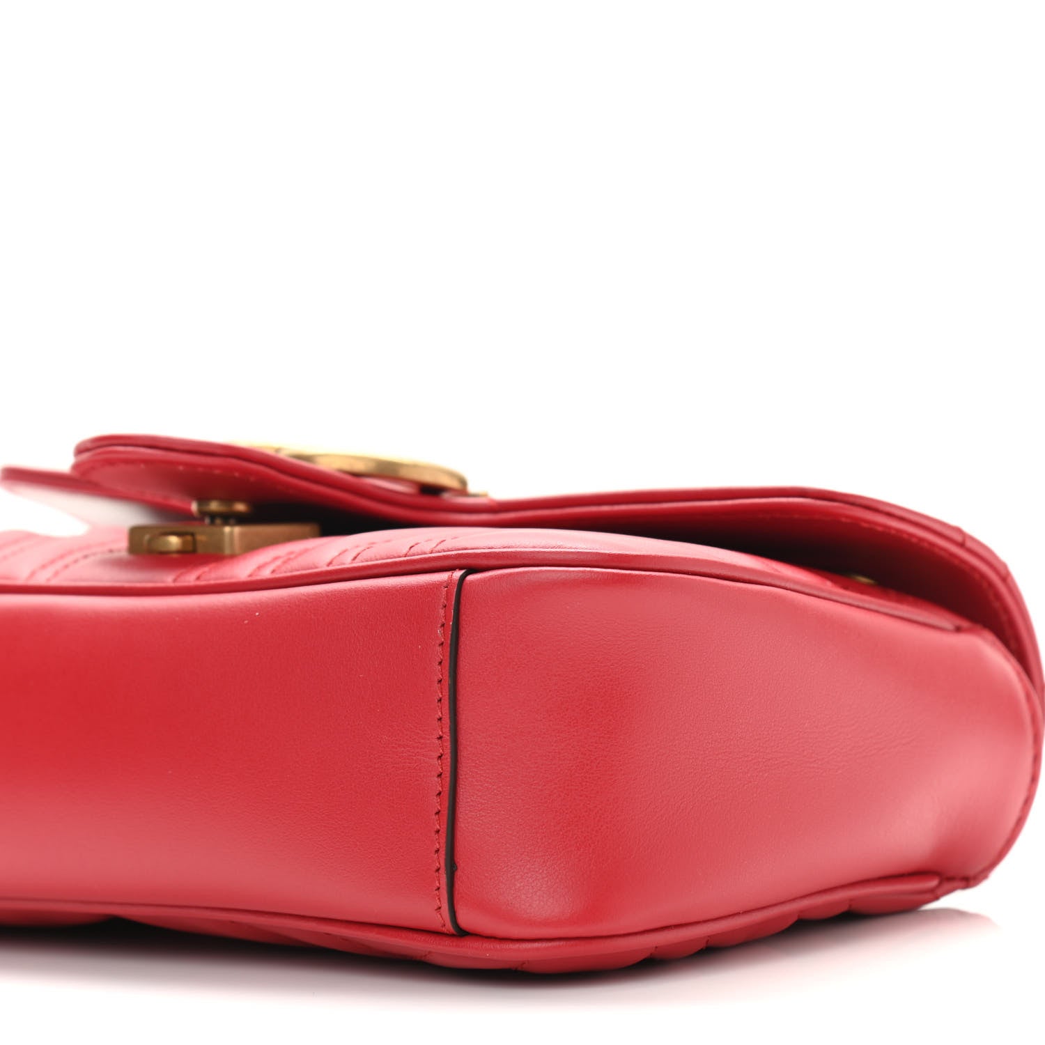 Gucci Calfskin Matelasse Mini GG Marmont Shoulder Bag Hibiscus Red 6 of 10